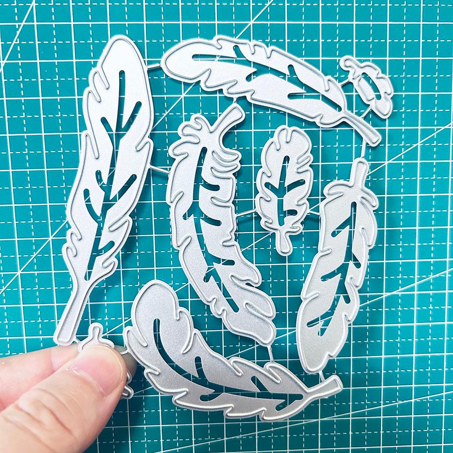 8Pcs/Set Feathers Dies Cuts For Card Making, Cutting Dies, Metal Die Cutting Mold, Scrapbooking Dies, DIY Etched Embossing Stencil For Craft
