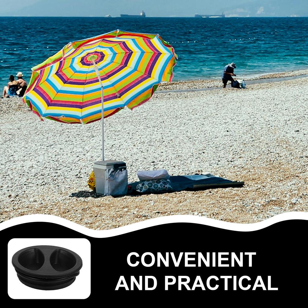2Pcs Patio Umbrella Base Cover Drainage Holes Prevent Rust Water Accumulation Easy Install Durable 5cm Black Water Bottle Lids