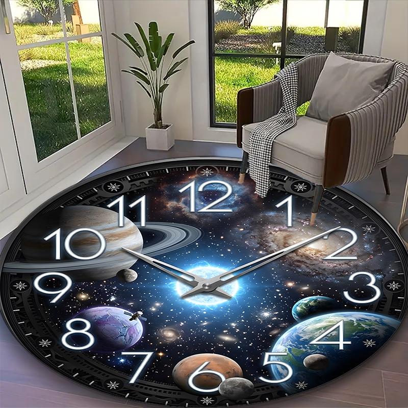 1pc Clock element Rug, Digital Printed Home Chair Sofa Mat, Durable Office Round Carpet, Beautiful Festival Decorations