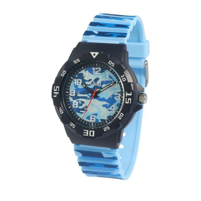 Montre bracelet - Q&Q - Modèle Q&Q - Camouflage bleu - Quartz - 42 mm - 10 ATM
