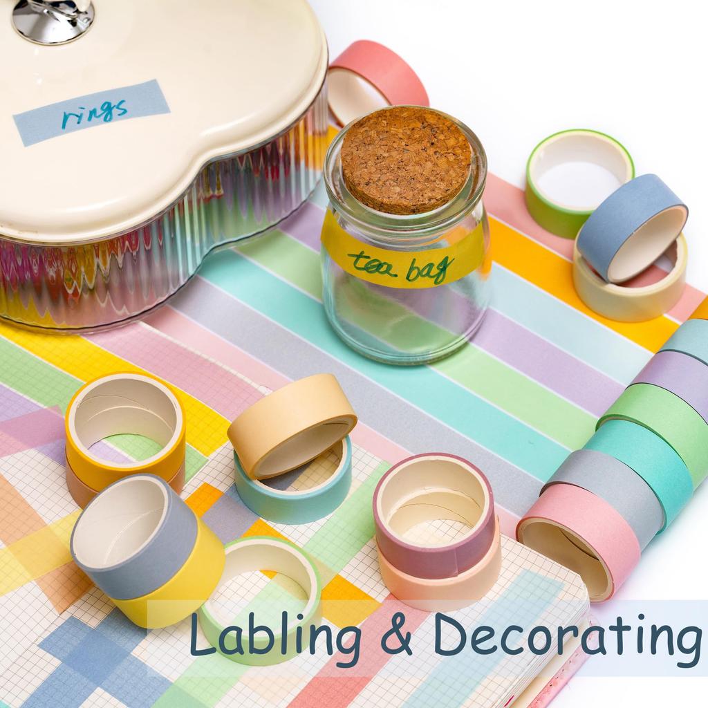 Set di Masking YUBX di Macaron e Washi Pastello Semplice Perfetto per Regali Fai da Te e Decorazioni Regalo Nastro, 20, Nastri, Colori, Artigianato, Diari, Agende,