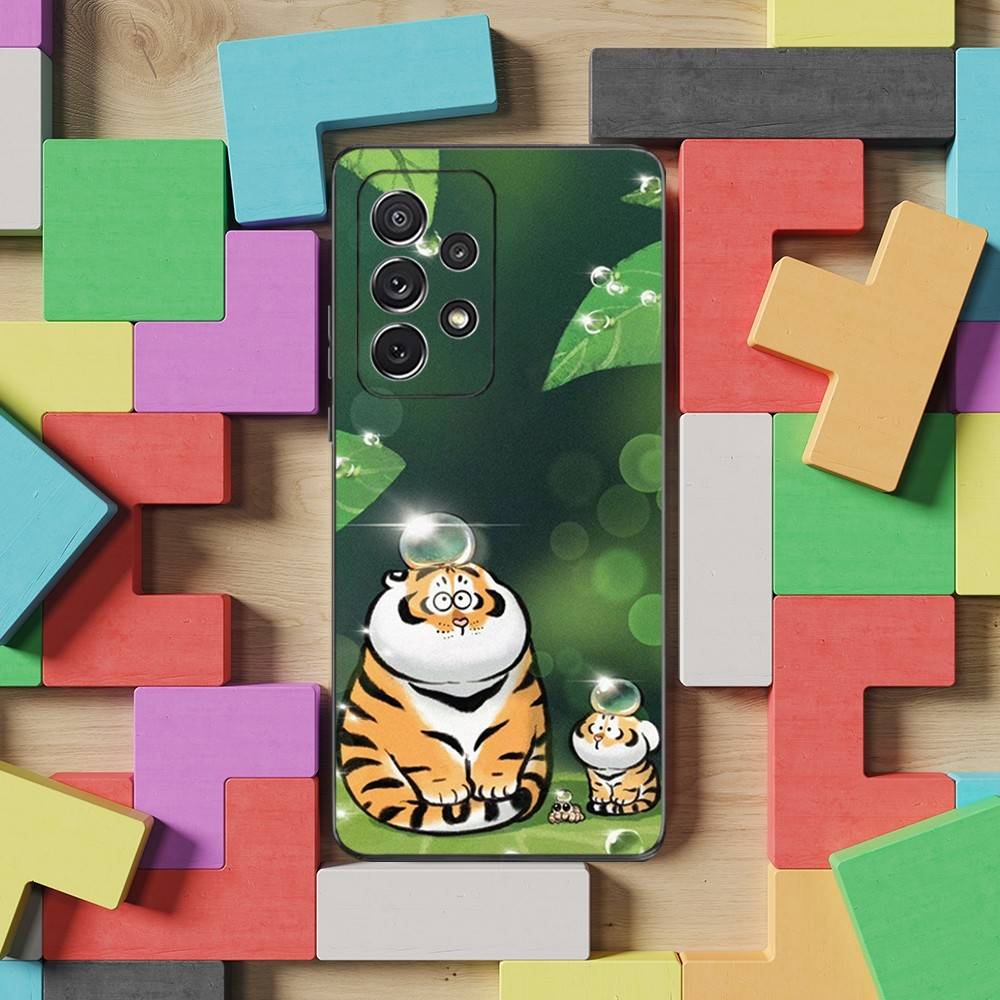 

Cute Art Cartoon Tiger Case For Samsung S10,Plus,S9,Ultra,S24,S21,S20,S23,FE,S22,S25,Lite,Soft Silicone Black SamsungS25