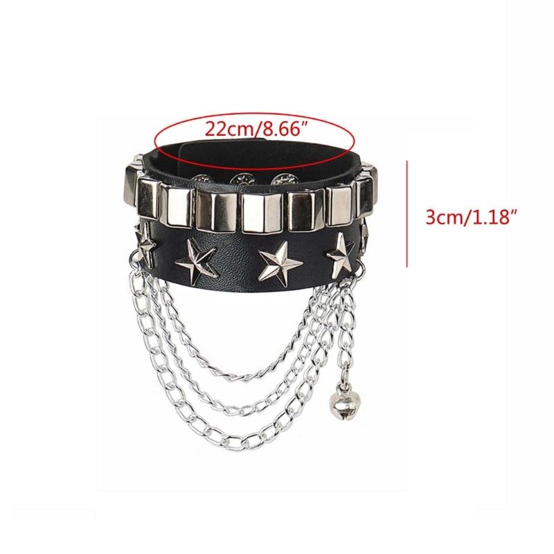 European and American Punk Lovers Rivet Bracelet Star-shaped Leather Bracelet Non-mainstream Rock Bracelet Jewelry