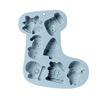Strumento per la Cottura Stampo per Torta al Cioccolato Stampo per Sapone Forma di Campanella Pupazzo di Neve Albero Calzino Tema Natalizio Stampo in Silicone 7 Cavità