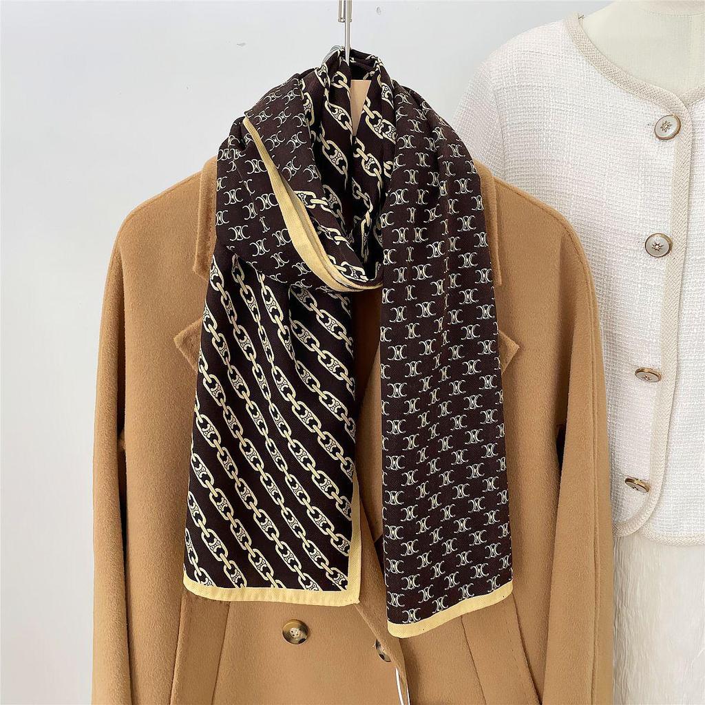 Herringbone Velvet Scarf: Winter, Versatile, Thickened, Hand-Rolled Edges, Small & Long