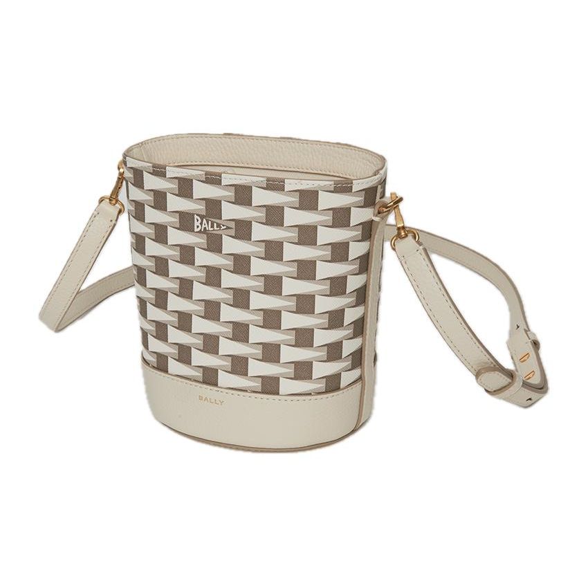 Bally Fashion Casual Letter Logo TPU Bucket Bag Crossbody Shoulder Bag Women Bags Gray Bone-White 6307162