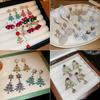 Christmas Series~ Silver Needle Diamond Christmas Tree Fringe Earrings Retro Light Luxury Stud Earrings Versatile Earrings
