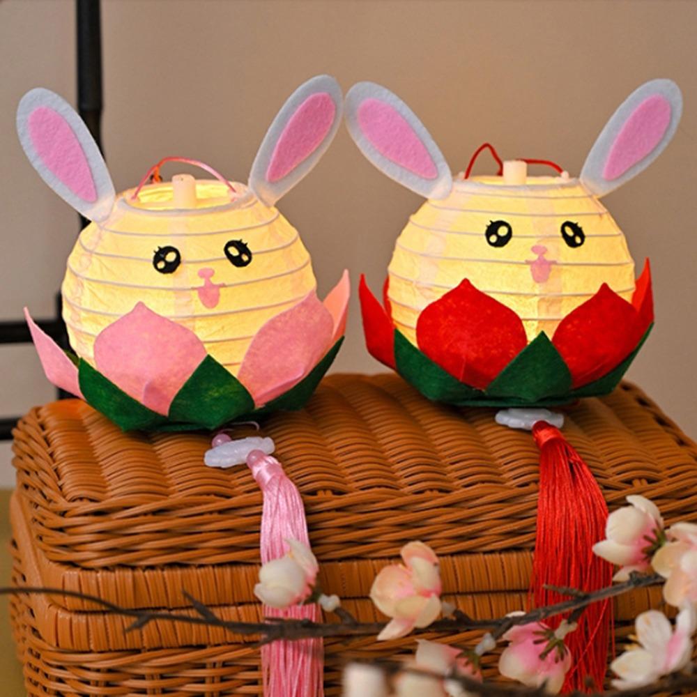Glowing Mid-Autumn Festival Lantern Handheld Rabbit Lotus Lantern  Cultural Event