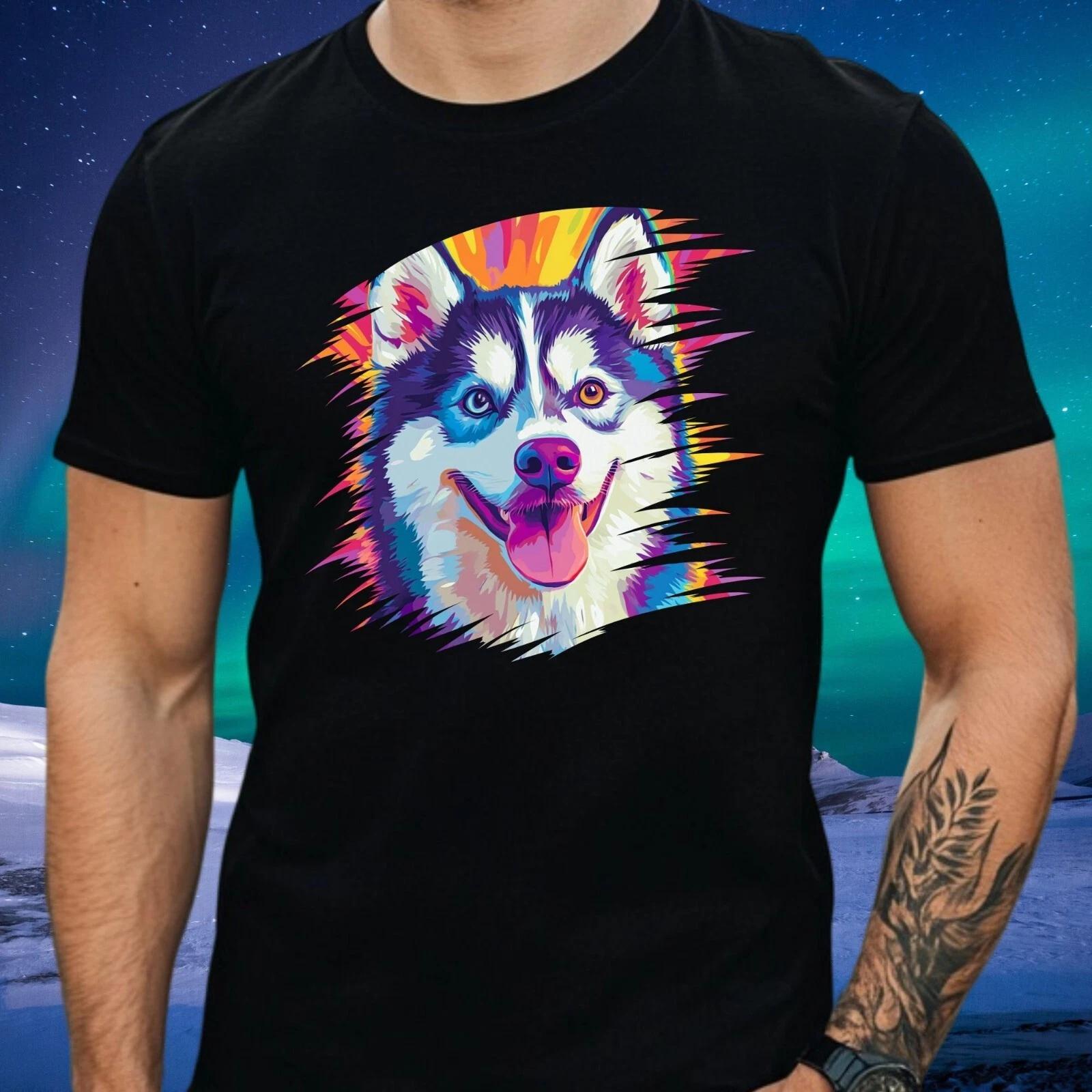 T-Shirt Herren Pomsky Hund Pop Art Motiv Baumwolle Größe S bis 5XL XXXL