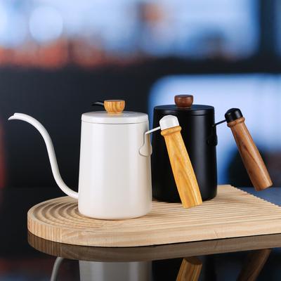 Portable Specialty Stainless Steel Gooseneck Pour Over Coffee Kettle Coffee Pot with Wooden Handle