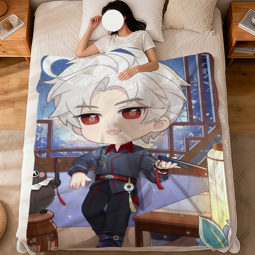 chibi Sylus Xavier Love and Deepspace Flannel soft warm plush blanket sofa living room pet hogar bedroom gift home Car portable