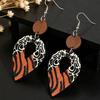 New Water Drop Leopard Print Patchwork Wood Earrings