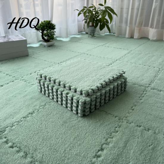Einfache Installation Teppiche Plüsch Puzzle Bodenmatte Ineinandergreifende Teppichfliesen Anti-Rutsch EVA-Schaum Puzzleteile DIY Teppiche Teppichquadrate für Schlafzimmer Spielzimmer