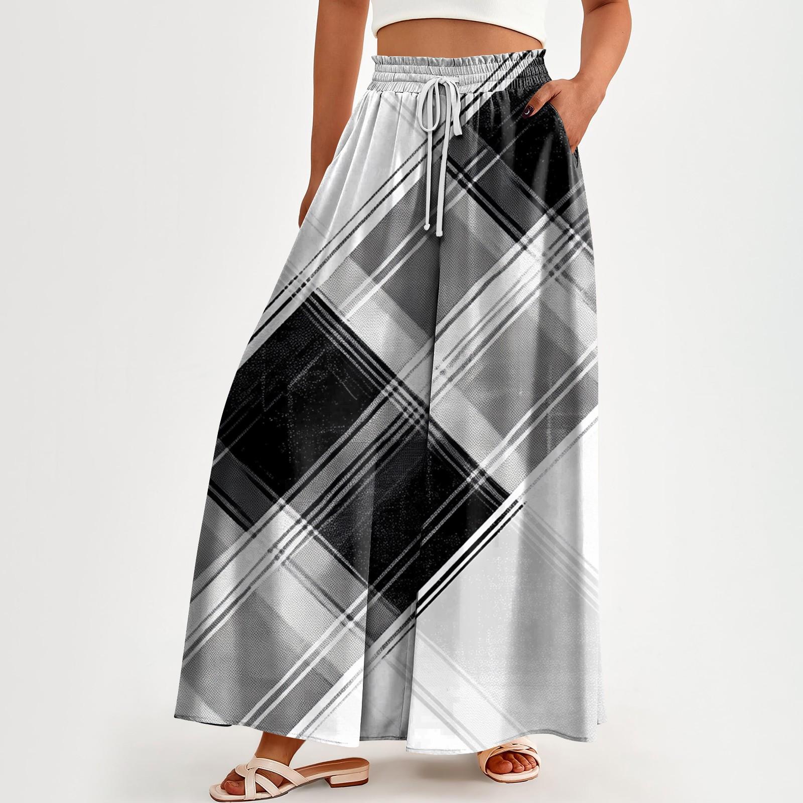 

Жіночі повсякденні штани з широкими штанинами з високою талією та принтом L бежевий