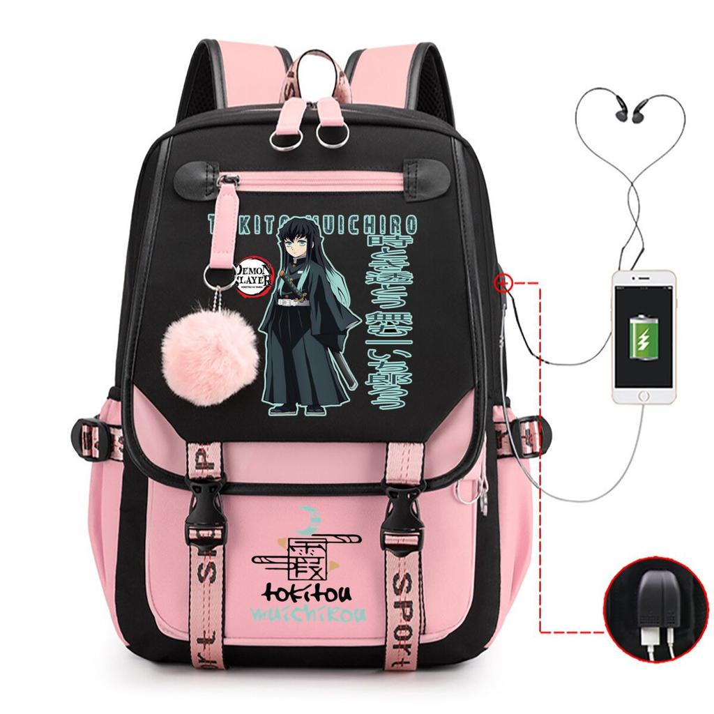 New Animation Schoolbag Children's Contrasting Colors Neutral Printed Primary and Secondary School Students Leisure Backpack with USB Port