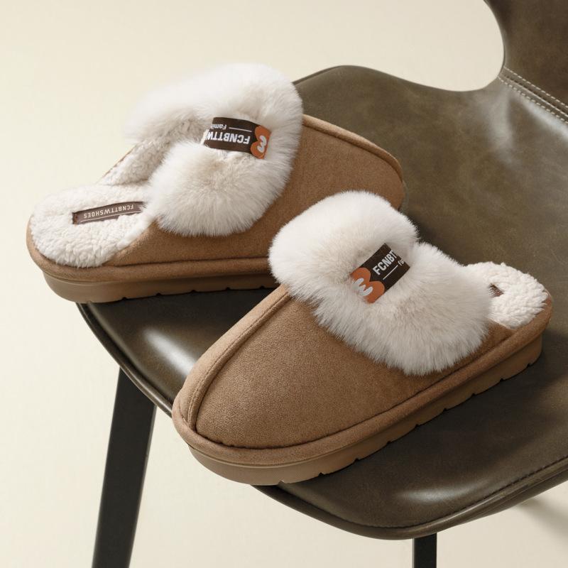 High-end Home Cotton Slippers Autumn and Winter New Indoor Plush Warm Shoes Thick Sole Non-slip