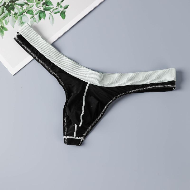 T-Back Thongs Men Sexy Ice Silk G-String Bulge Pouch Underwear Breathable Soft Panties Penis Bag Underpants Man Panties Knickers