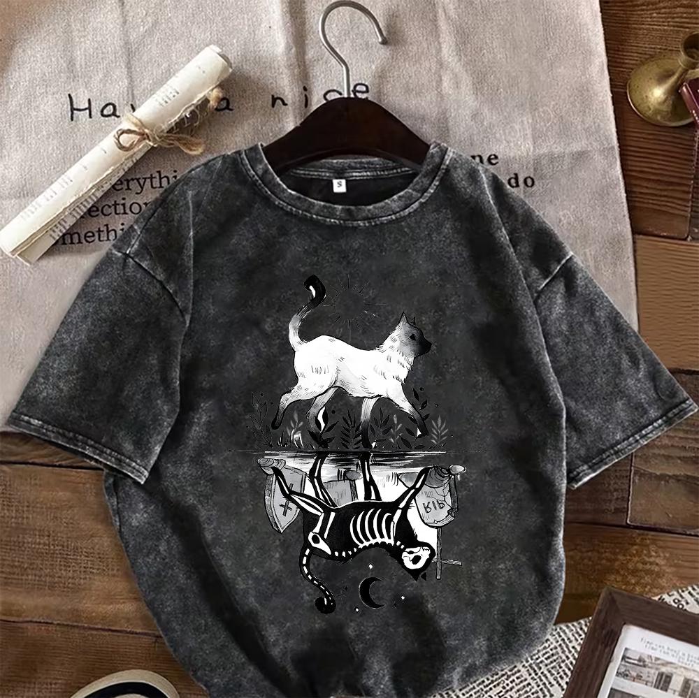 Couple Rooster Tshirt Loose Casual Top Retro Printed Round Neck Short Sleeved Tshirts S