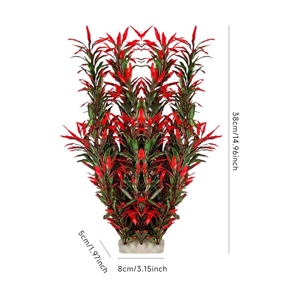 38cm Aquarium Plastic Plants Soft Artificial Fish Tank Decor Low Maintenance for Freshwater/Saltwater Tank Aquascaping Ornament