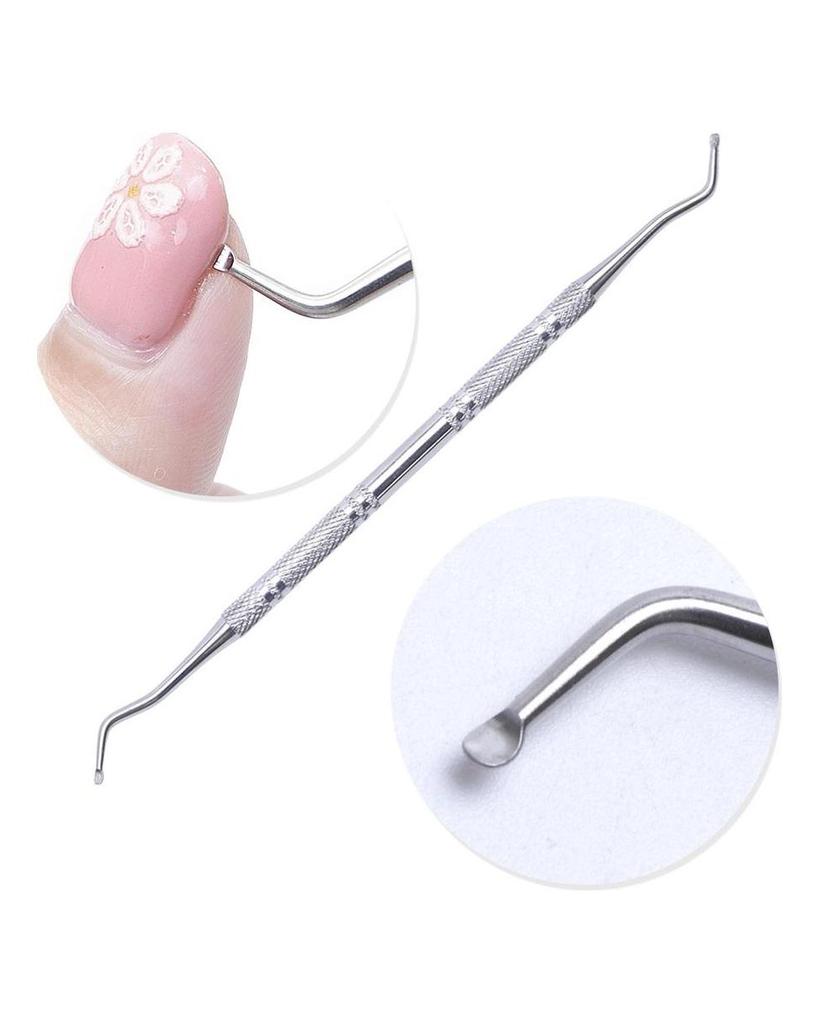 Correcteur de doigt d'orteil à rainure argentée, poussoir à cuticules, dissolvant en acier inoxydable, outils de manucure pour ongles