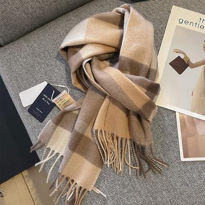 Wolle Damen Schal Winter Vintage Preppy Stil Karierte Schals Herbst Pashmina Mujer Femme Weicher Bufanda Schal Britisch Koreanisch