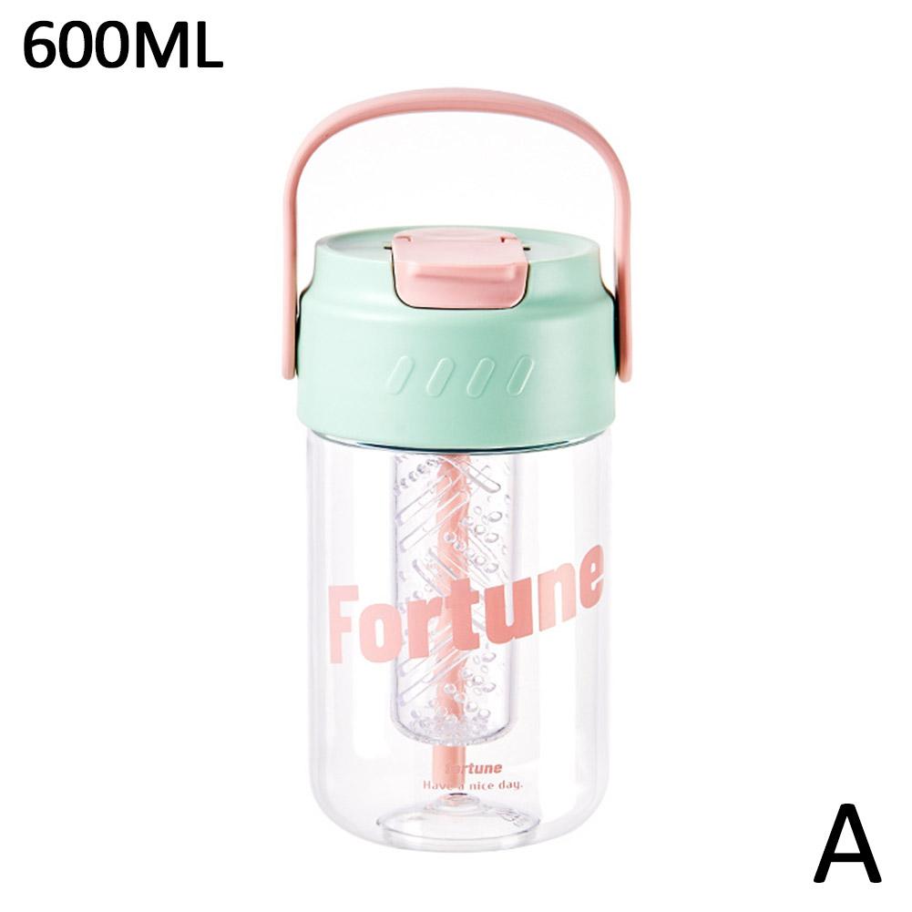 Plastic Water Bottle Large Portable Travel Bottle Sports Fitness Cup Drinking Straw Transparent Water Bottle A