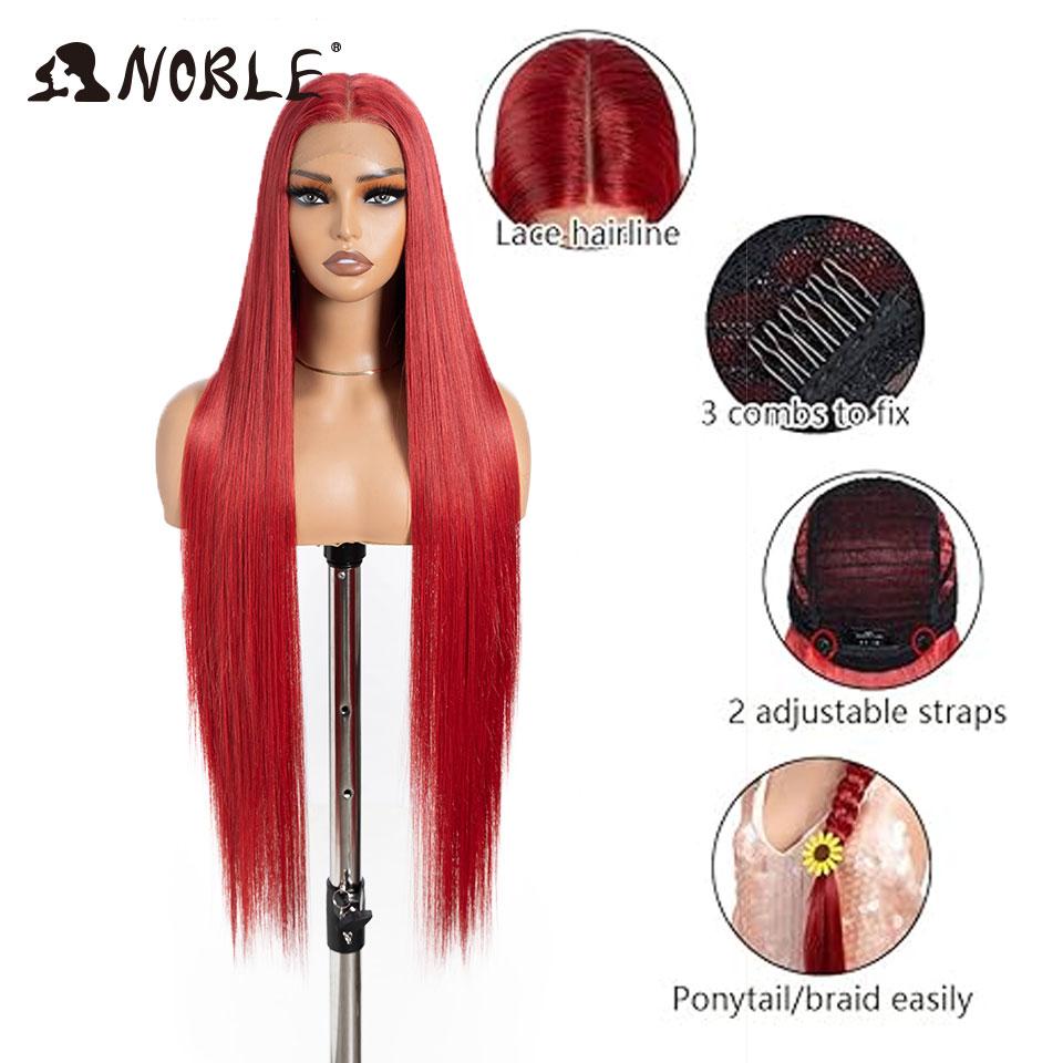 Noble Synthetic Lace Front Wigs For Women 38 Inch Straight Wig Lace Wig Ombre Blonde Lace Wigs Cosplay Straight Lace Front Wig
