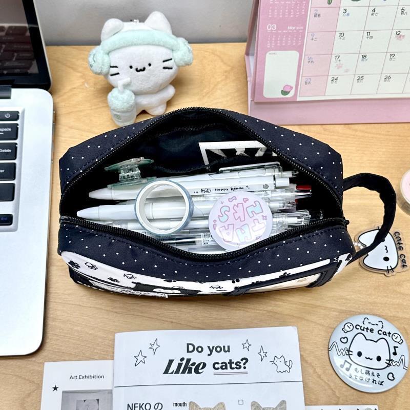 Xiaohongshu Cat Pencil Case: Clear Window, Large Capacity, Stylish Stationery Bag for Students