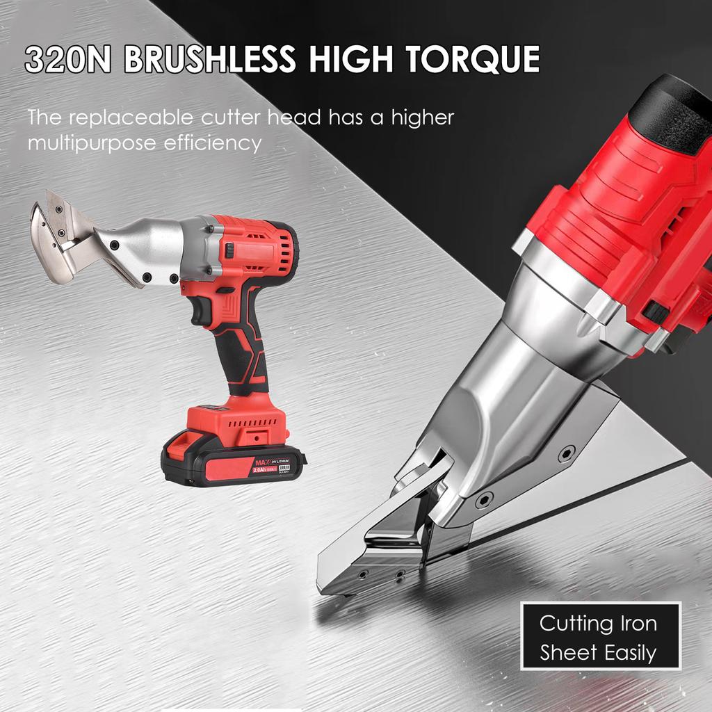 21V Brushless Mini Cordless Tin Snips Scissor 2.0Ah Rechargeable Li-ion Battery Electric Scissors