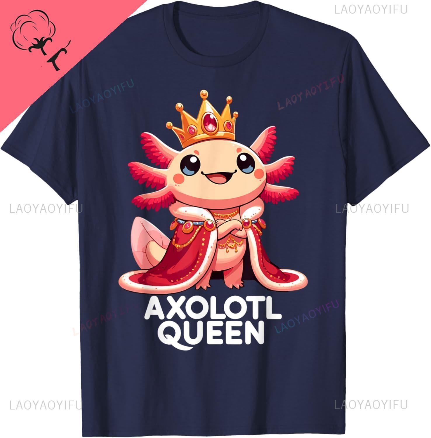 Axolotl Queen Cute Kawaii Axolotl TShirt Cotton Personalized Clothing Casual Streetwear Funny Shirt Camisas Streetwear S