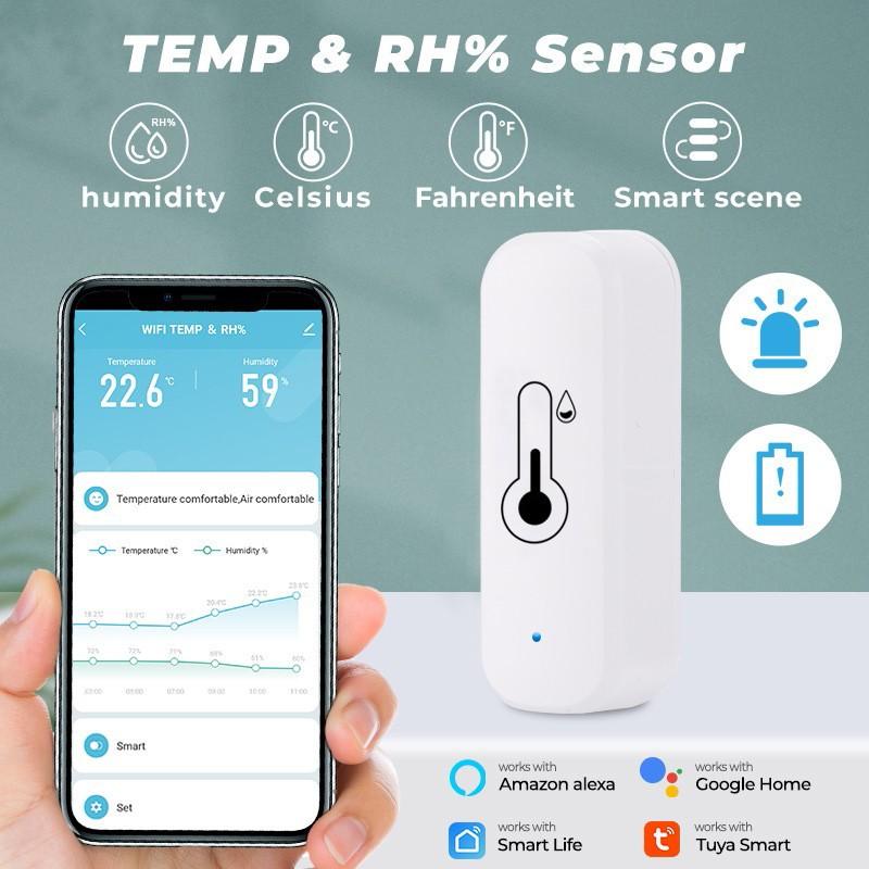 Tuya Smart Temperature and Humidity Sensor Battery Powered WiFi + Bluetooth Smart Home Hygrometer Thermometer Monitor KTJ
