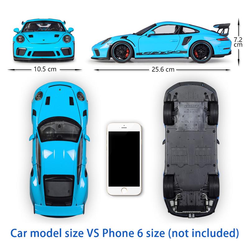 Model auta z lehké slitiny v měřítku 1/18 Welly Porsche 911 GT3 RS litý kovový model autíčka na hraní Model auta s vysokou simulací kolekce Dětské dárky