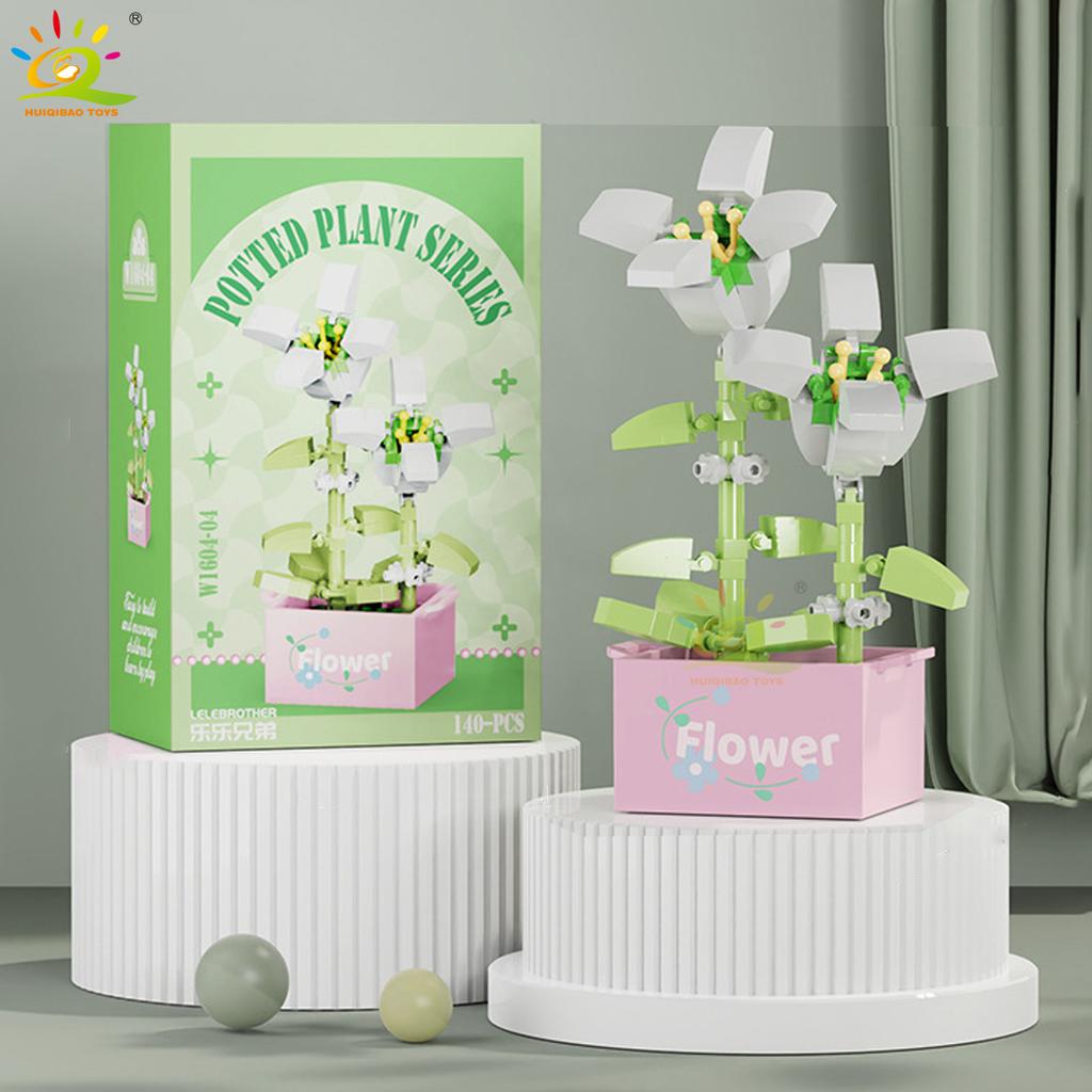 MOC Blume Sukkulente Topfpflanze Modellbaustein DIY Ewiger Strauß Zuhause Schreibtisch Pflanzen Dekoration Ziegel Mädchen Geschenk Kinderspielzeug
