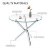 Mesa de Comedor Redonda con Tapa de Cristal Templado y Patas Metálicas, Mesa de Café, Mesa de Comedor Minimalista Moderna, 80 × 80 × 76 cm