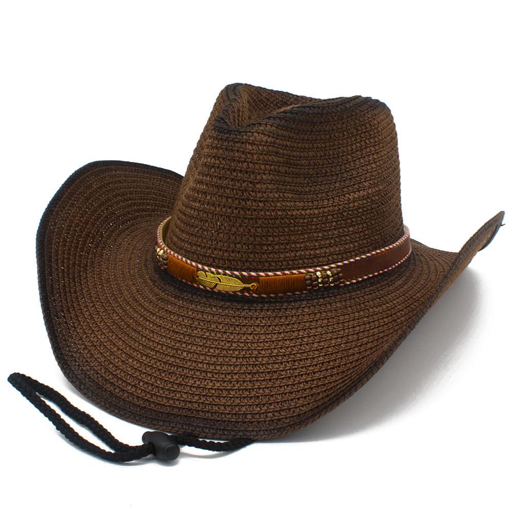 New American Curved-brimmed Straw Hat for Men and Women, Outdoor Seaside Beach Vacation Visor, Breathable Cowboy Hat
