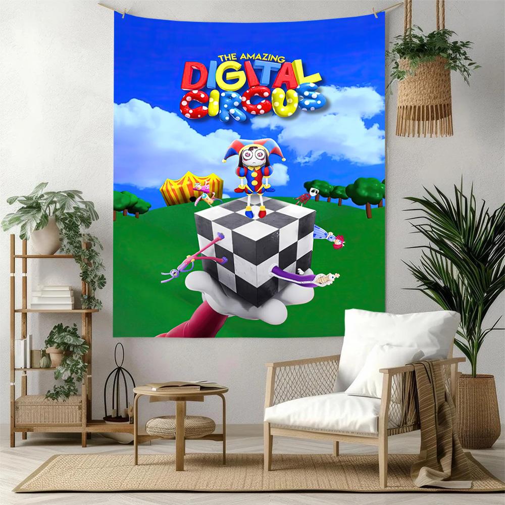 Digital Circus Wall Decor Tapestry Art For Pet Memorial Birthdaywedding Party Backdrop Family Gift