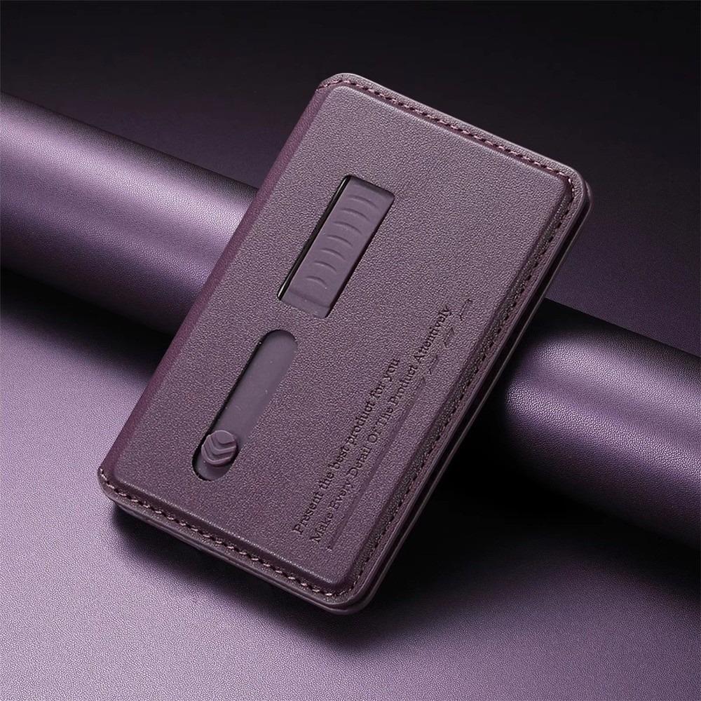 

Hidden Strap Magnetic Wallet Card Holder 2 IN 1 Ultra-Thin Card Holder Pocket Cover PU Leather for iPhone 17 16 15 14 13 12 фиолетовый