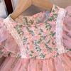 Girls Floral Princess Dress Summer Puff Sleeve Party Gown Sweet Children Clothing Elegant Toddler Girl Dresses For Wedding
