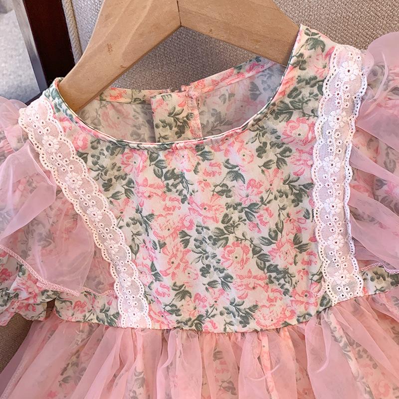 Girls Floral Princess Dress Summer Puff Sleeve Party Gown Sweet Children Clothing Elegant Toddler Girl Dresses For Wedding