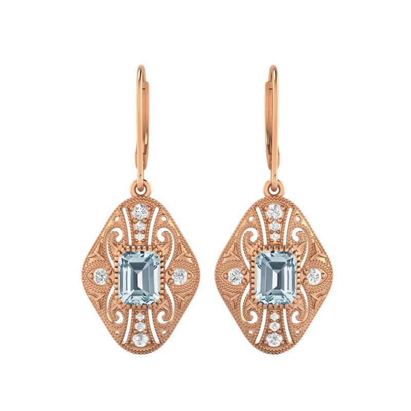 

Blue Topaz Filigree Dangle Women Wedding Earrings-925 Sterling Silver