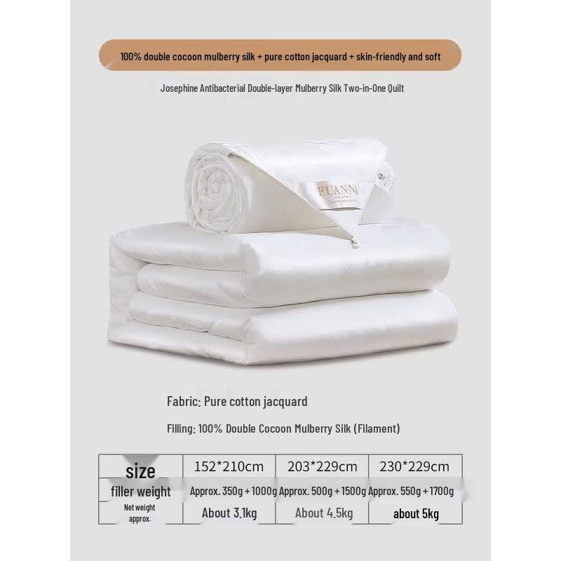 FUANNA 100% Double Cocoon Mulberry Silk All-Season Duvet