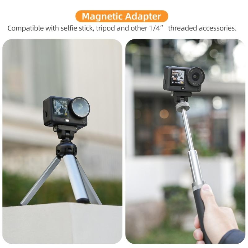 Quick Detach Magnetic Camera Base for Action 6 Sports Cameras Mount with 180Degree Rotations Standard 1/4Inch Hole Mount