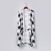 Womens Plaid Open Front Cardigan Sleeveless Pockets Drape Lightweight Vest Coat