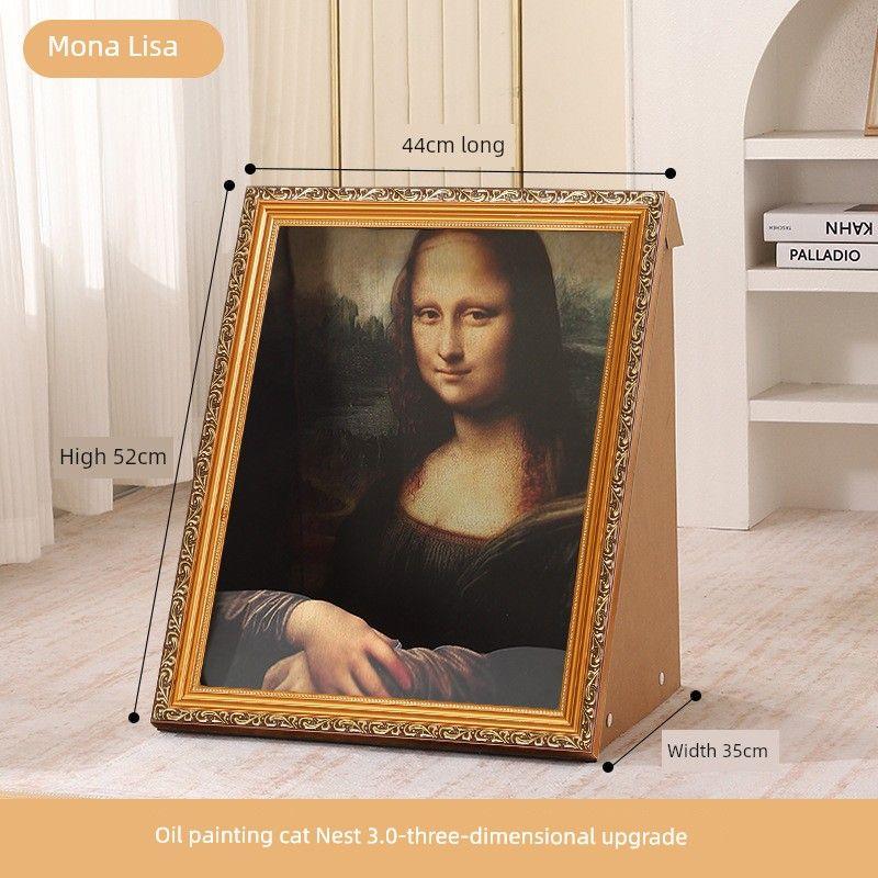 

Будка для собаки Мона Лиза Кошачий домик Всемирно известная картина Рамка для фото Искусство Масляная живопись Когтеточка для кошки Трехмерные креативные товары для питомцев 4D version-Retro Gold-Mona Lisa