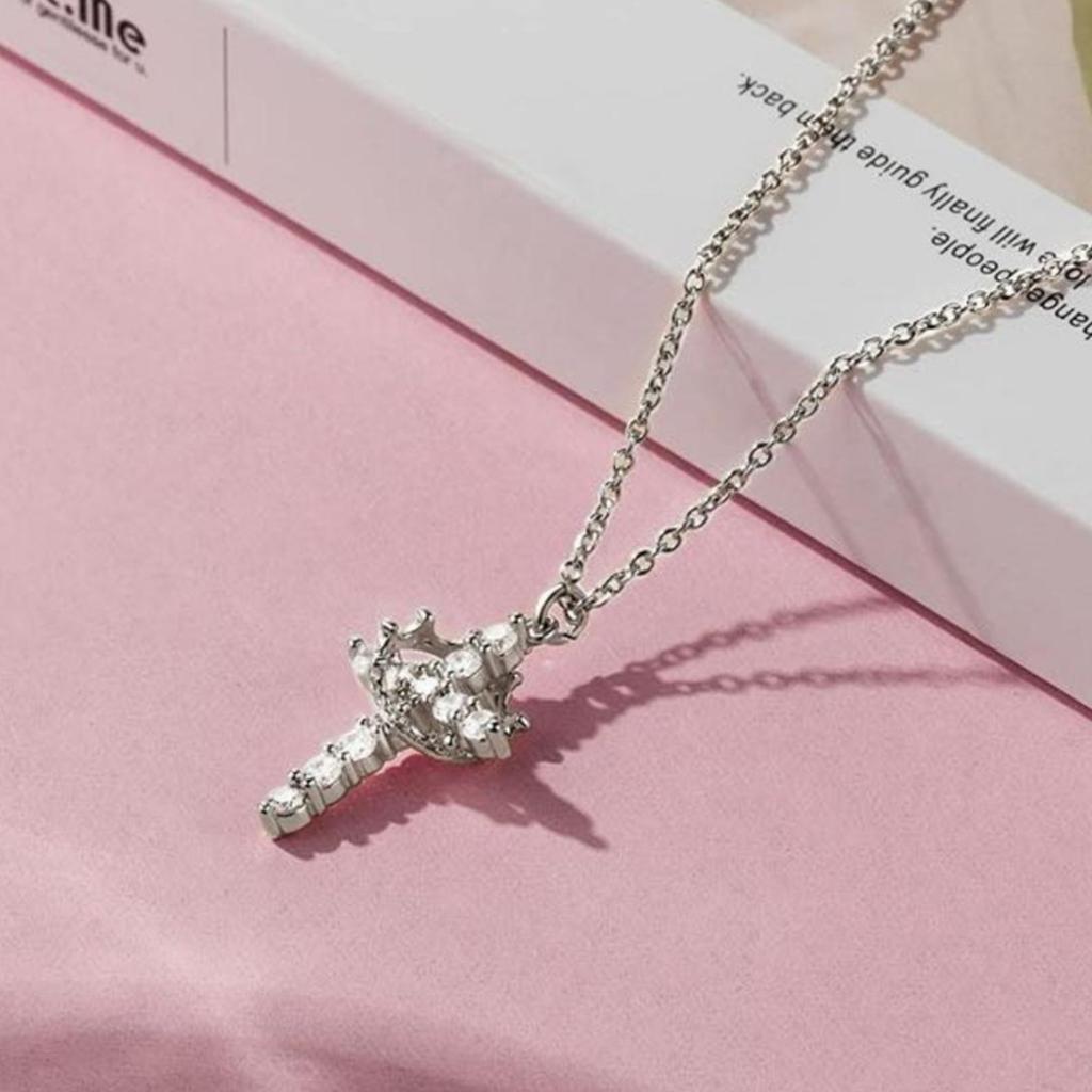 Personality Rotatable Crown Cross Necklace Clavicle Chain Premium Durable Quality Useful Practical Reliable Efficient