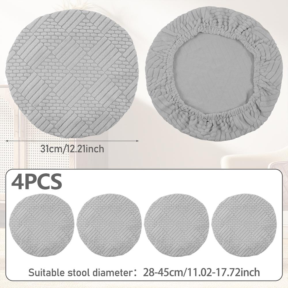 4Pcs Elastic Bar Stool Cover Polyester Round Seat Cover Breathable Single Chair Protective Cover for Home Cafe Office Restaurant