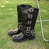 2025 autumn new brown western cowboy boots women's versatile round head retro knight but knee boots women