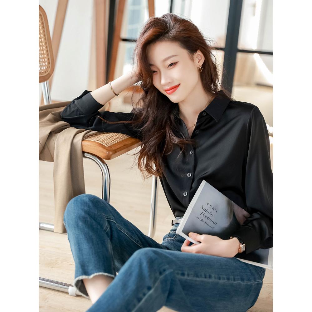 Japanese Satin Anti-wrinkle Droop Texture High-end Shirt for Women Long Sleeves Can Be Fashionable and Professional
