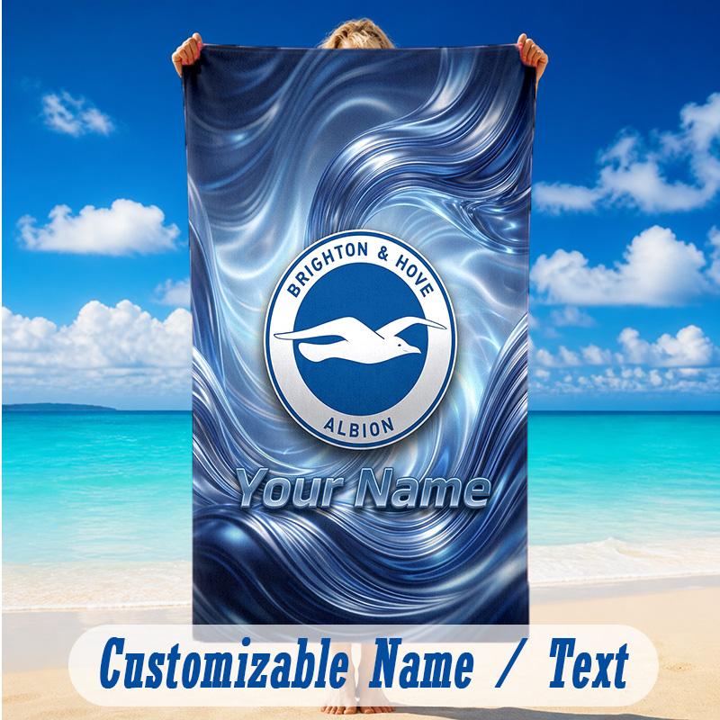 Beach Towel Custom Name Text, Quick Dry Large Towel For Beach HomeBrighton & Hove Albion Football