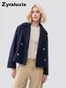 Wool Coat for Women Autumn Simple Overcoat Double Button Female Jacket
